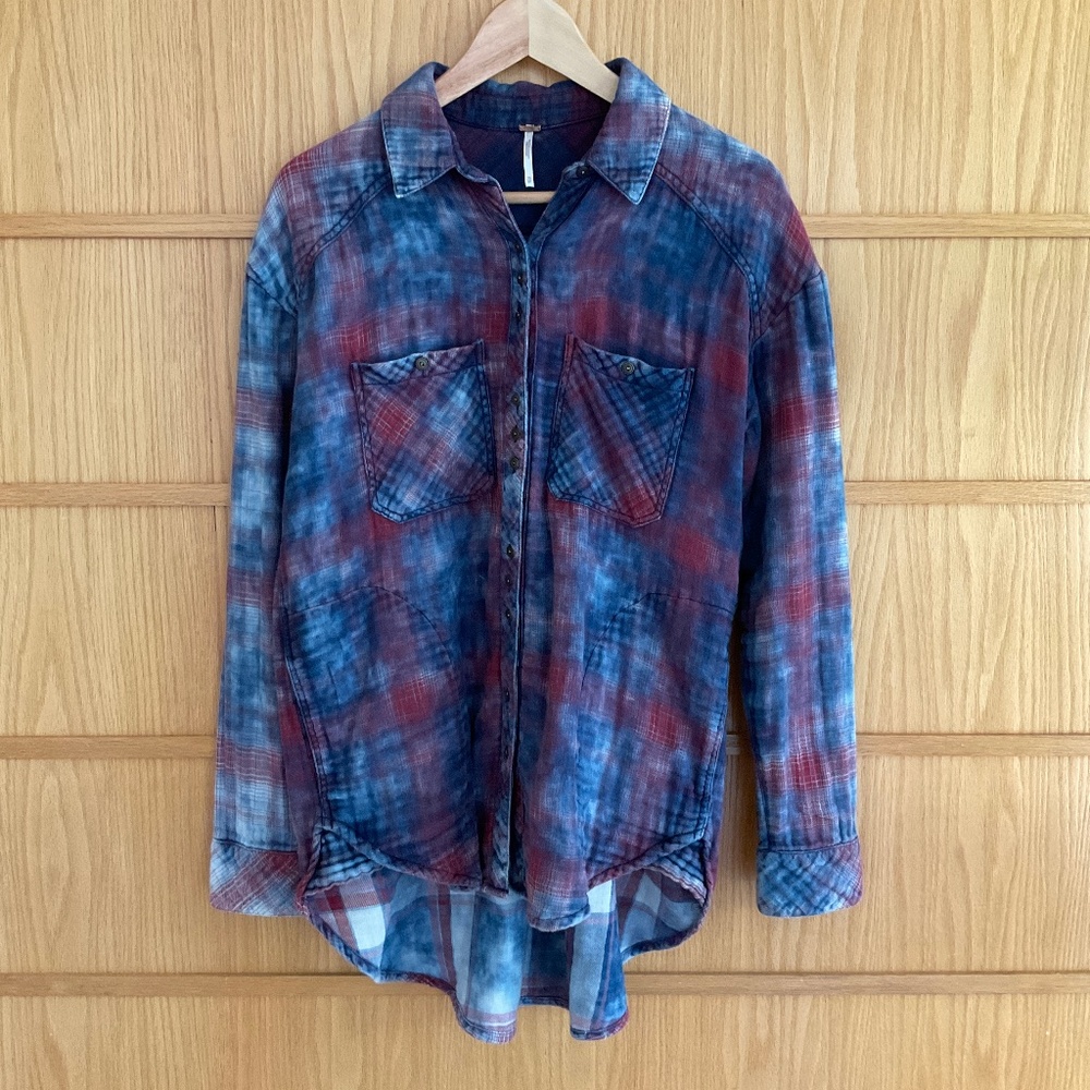 Free People distressed flannel